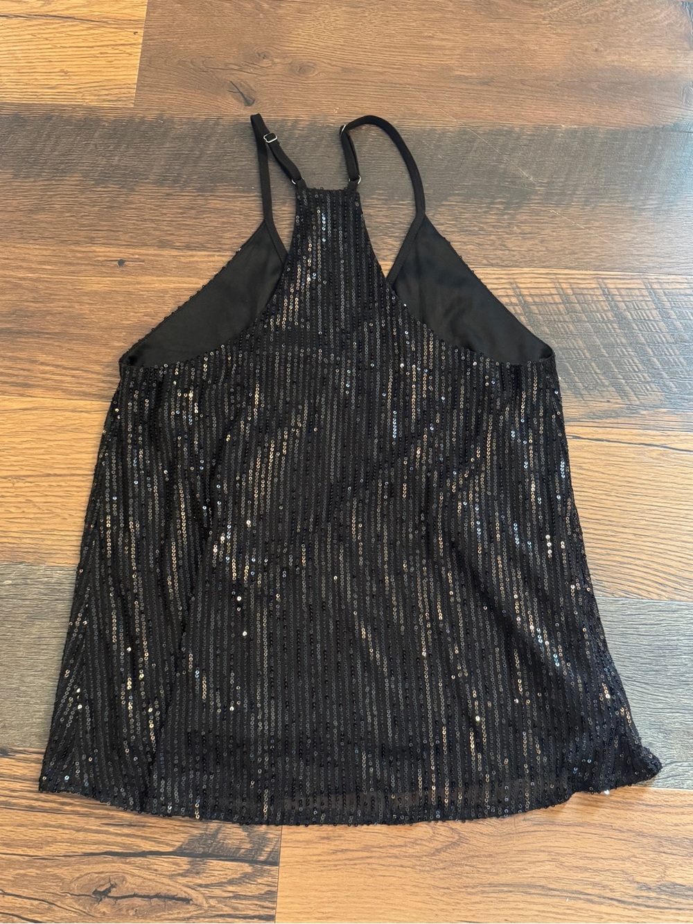 Black Sequin Halter Party Top - Picture 4 of 5